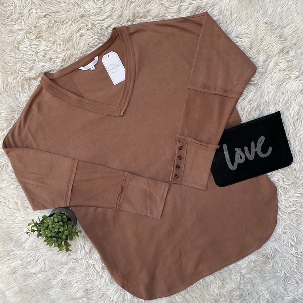 Culture Code V-Neck Tunic Top 💗 Brown